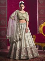 Venila Shine Silk Pista Green Bridal Wear Sequins Work Ready To Wear Lehenga Choli